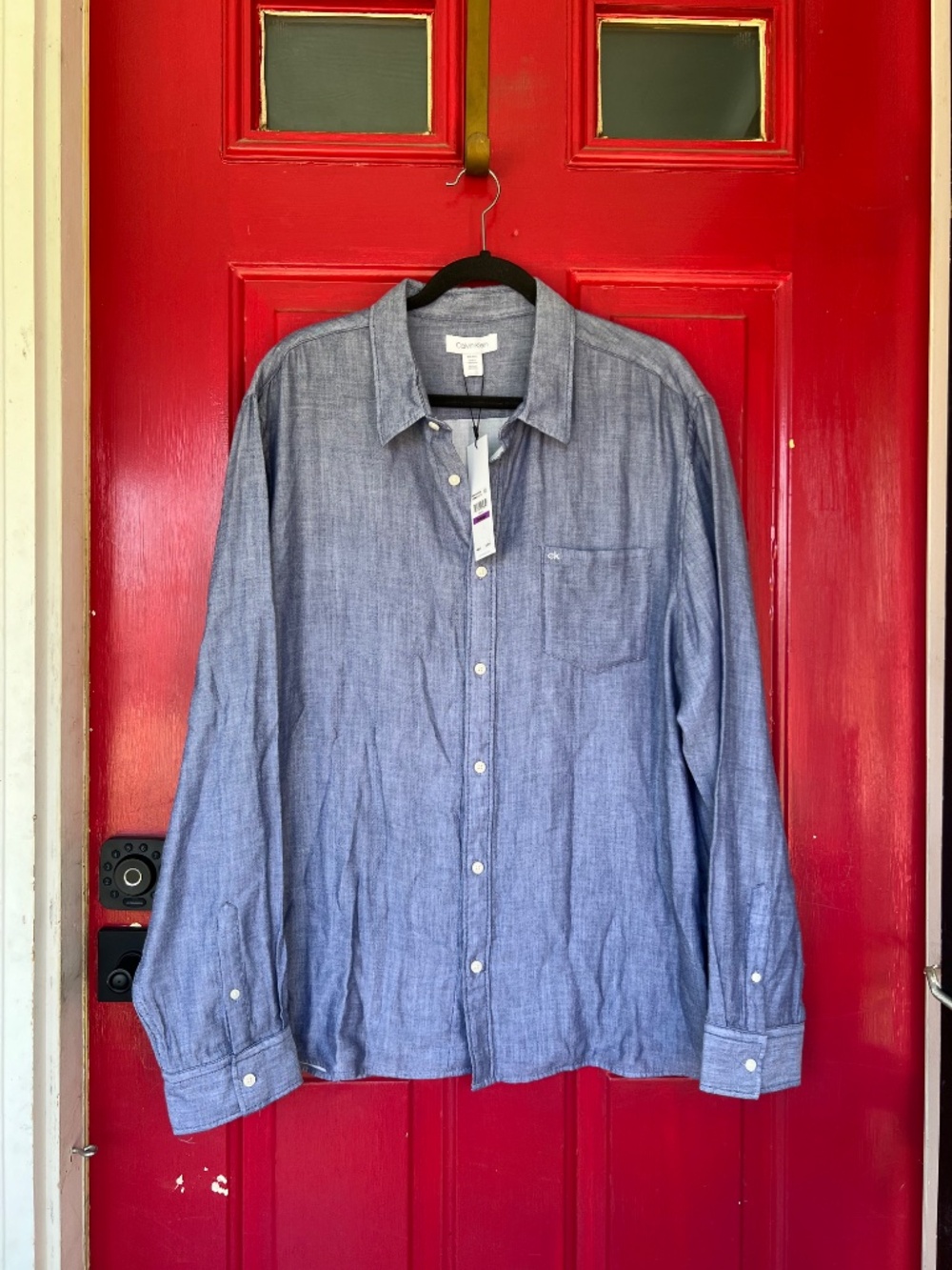 Calvin Klein Mens 2XL Navy Ink Long Sleeve Button Up Dress Shirt Office Work NEW